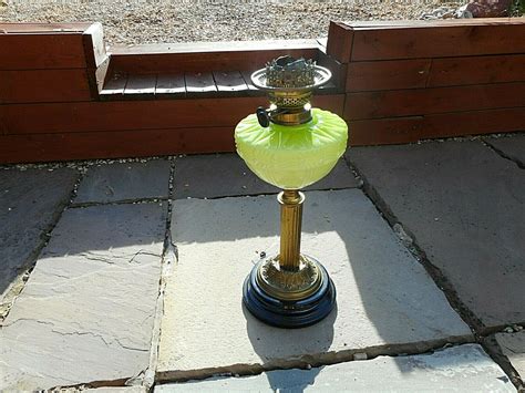 Antique Victorian Brass Corinthian Column Oil Lamp Base With Porcelain