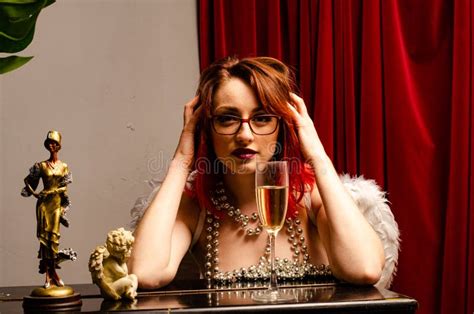 Naked Girl In The Image Of An Angel With Red Hair Stock Photo Image Of Fetish Calm 244551874