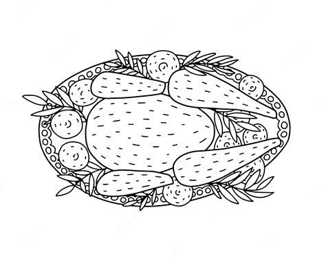 Premium Vector | Top view turkey dish vector illustration hand drawn