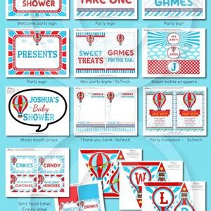 Hot Air Balloon BABY Shower Party Printable Package Invitation Etsy