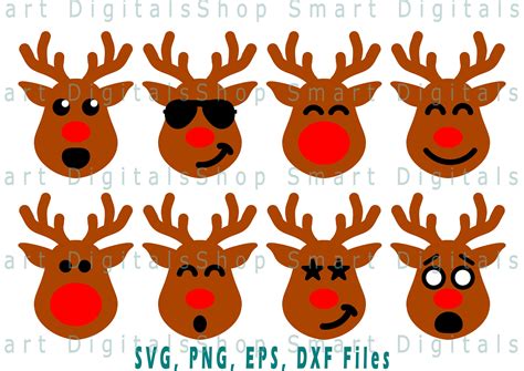 Christmas Reindeer Faces Svg Reindeer Svg Layered Cut File Etsy