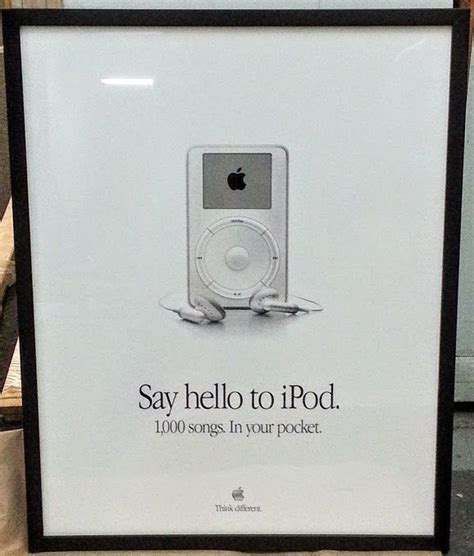 Original Vintage Apple Ipod Advertisement Art Poster 1st Gen 5gb 2001