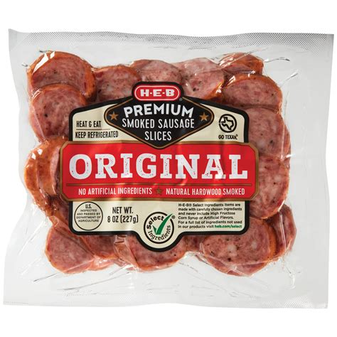 H E B Premium Smoked Sausage Slices Original Shop Sausage At H E B