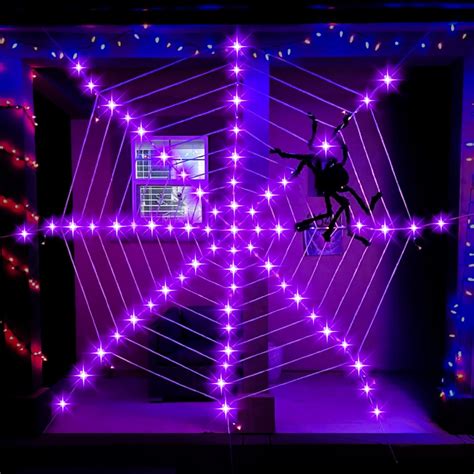 Spider Webs Halloween Decorations 13 33Ft 160 Purple LED Light Giant