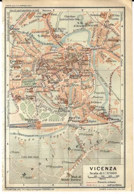 Carta Geografica Antica Vicenza Pianta Della Citt Tci Old Antique