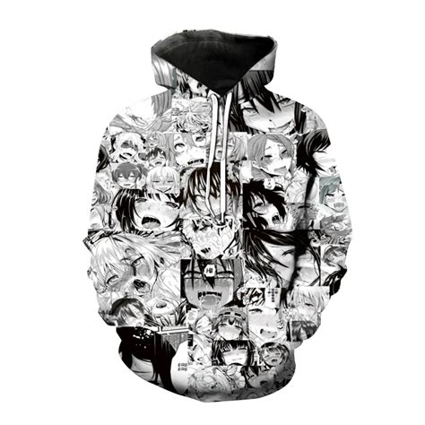 Sudadera Con Capucha Kawaii AHE Hentai Face Anime Ahegao 3D Para Hombre