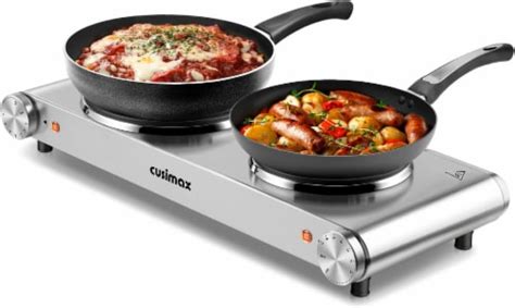 Cusimax W Portable Double Hot Plate Stainless Steel Countertop Cooktop Silver Qfc