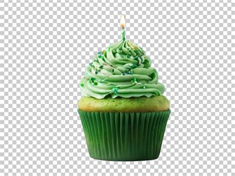 Premium Psd Green Birthday Cupcake With Green Frosting