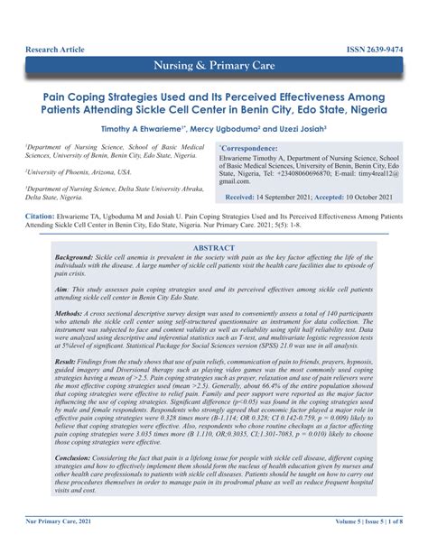 PDF Pain Coping Strategies Used And Its Perceived Effectiveness Among