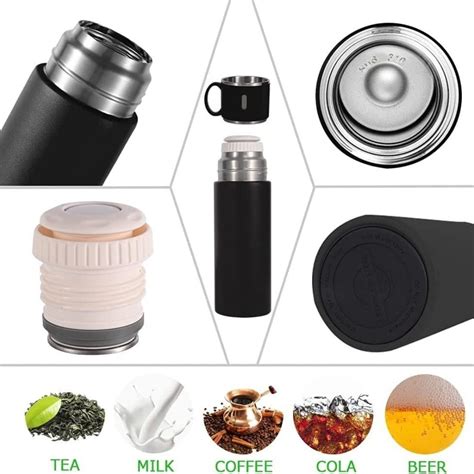 Stainless Steel Vacuum Flask Set With Steel Cups Combo For Coffee Hot