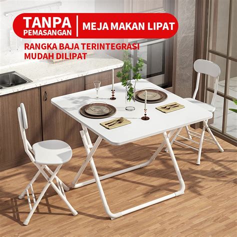 Jual Meja Makan Lipat Bingkai Besi 80 80cm 70 70cm Shopee Indonesia