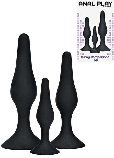 Kit plugs anal en silicone noir pointe effilés pour insertion facile