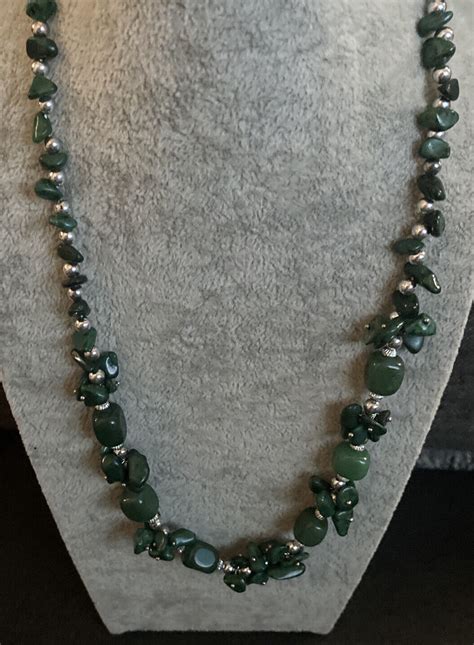 Vintage Jade Gemstone Beaded Necklace 23” Ebay