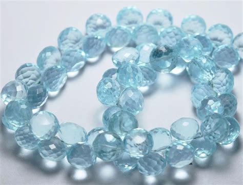 7 Inch Strand Sky Blue Hydro Quartz Side Drilled Faceted Onion Shape