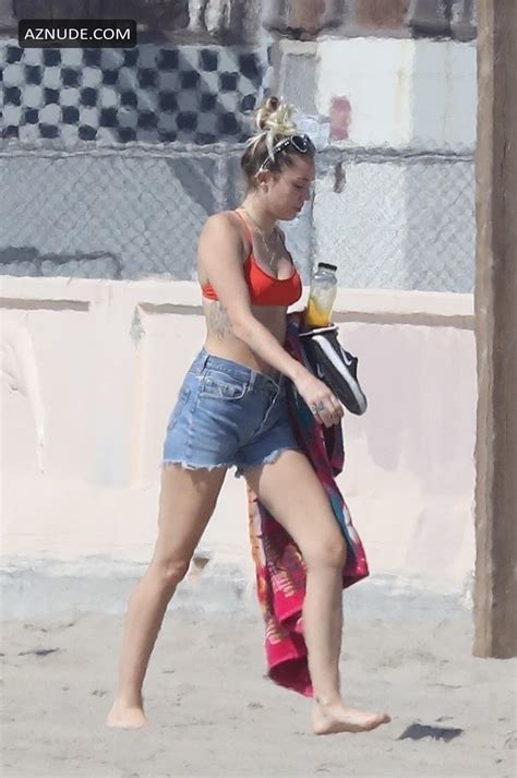 Miley Cyrus Sexy In A Cheeky Red Bikini With Boyfriend Liam Hemsworth In Malibu Aznude