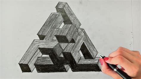 How To Draw An Optical Illusion Triangle The Easy Way 3d Art On Paper