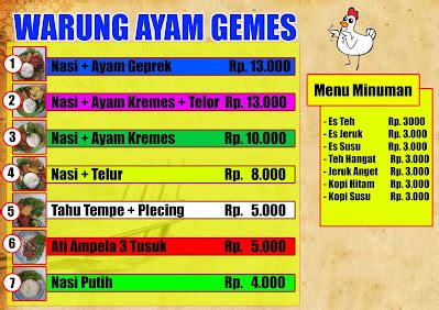 Contoh Menu Warung Makan