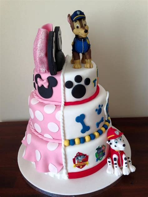 Paw Patrol Minnie Mouse Duo Cake Ty Coffi Cakes Paw Patrol Cake Girls Birthday Party