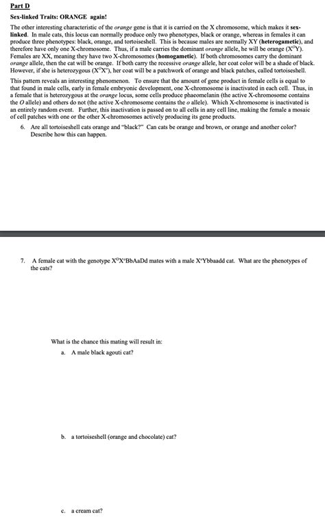 Solved Sex Linked Traits ORANGE Again The Other Chegg