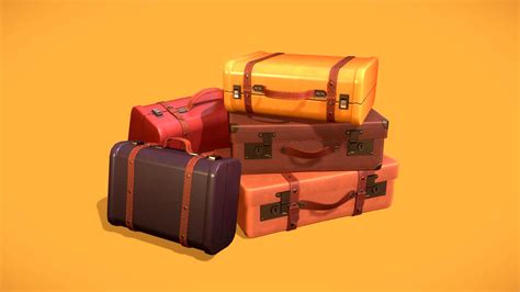 Cartoon Suitcases 3d Model