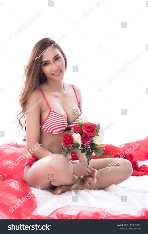 Sexy Beautiful Woman Red White Bikini Stock Photo 1145389217 Shutterstock