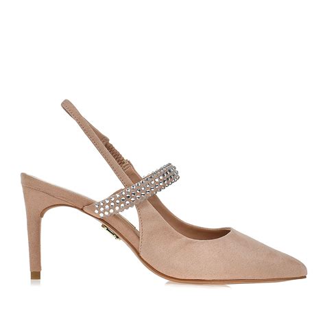 Uza Shoes Slingback Salto M Dio Chamois Nude Cole O Outono Inverno