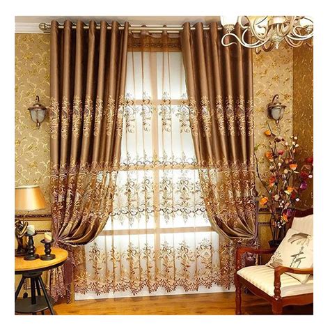 Ready Made European Modern Luxury Tending Double Layer Blackout Curtains For The Living Room