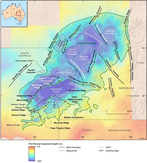 Structural Elements Of The Cooper Basin Overlain On A Structure Contour