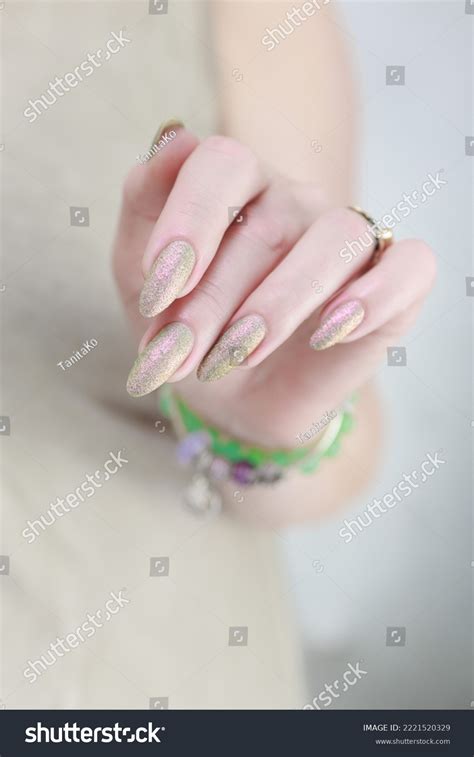 Female Hand Long Nails Nude Beige Stock Photo 2221520329 Shutterstock