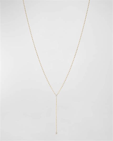 LANA K Yellow Gold Petite Nude Diamond Solo Lariat Neiman Marcus