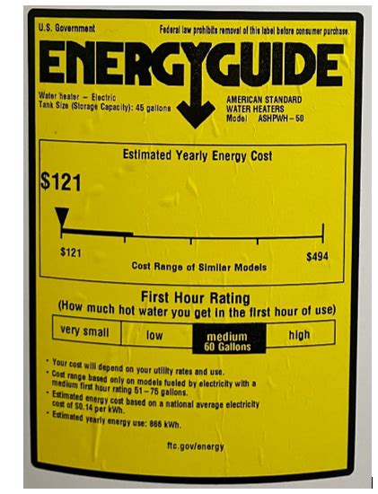 The Energy Guide Label On This Heat Pump Water Heater Shows A First Hour Rating Of 60 Gallons