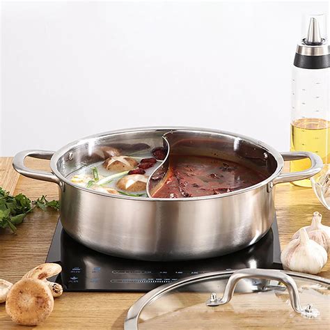 304 Stainless Steel Shabu Shabu Dual Sided Hot Pot W Lid And 2 Ladles About Your Chair Covers