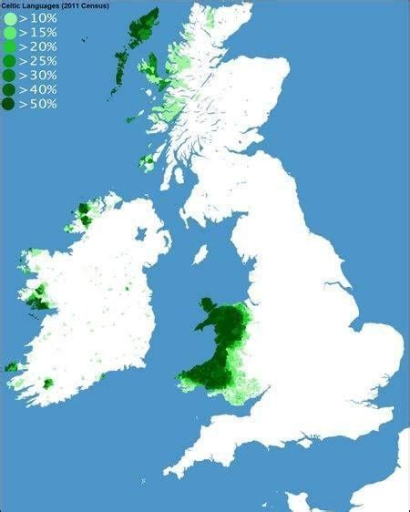 Distribution of Celtic language speakers in the 2011 UK census. : r ...