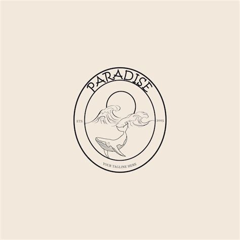 Logo Paradis Dessin Au Trait Logo Vecteur Concept Avec Emblème