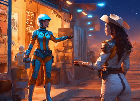 Lexica A Hot Spacegirl Shakes Hands With A Hot Cowgirl