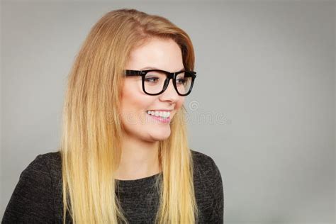 Portrait Of Happy Blonde Woman Smiling With Joy Stock Photo Image Of Enjoying Smiling