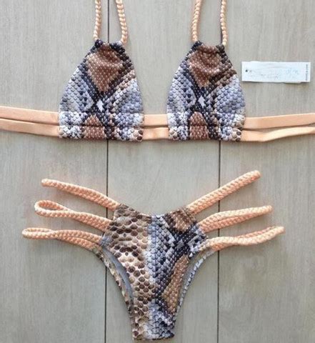 Cute Scale Braid Nude Polyline Two Piece Bikini On Luulla