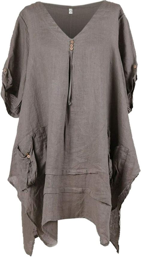 Storm Island Dt006 Ladies Italian Linen Front Pockets Tunic Top Womens