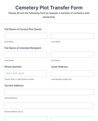 Cemetery Plot Transfer Form Template Jotform