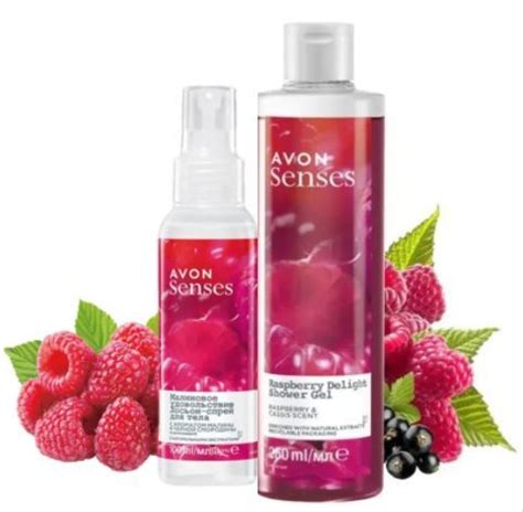 AVON Набор "Малиновое удовольствие" Спрей для тела 100 мл и гель для ...