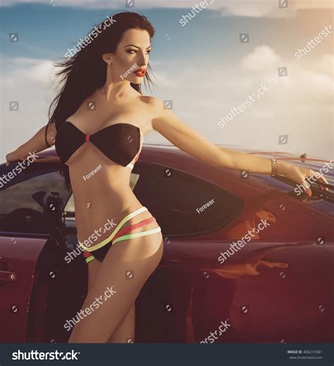Sexy Bikini Girl Posing Beach Stock Photo Shutterstock