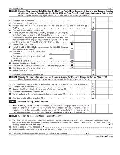 Form 8582 Cr Passive Activity Credit Limitations Pdf