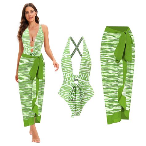 Vbvc Womens One Piece Swimsuits Bikini Lace Up Swimwear Beachwear Long Skirt Chiffon Two Piece