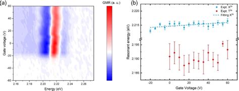 (a) Color plot of the gate-dependent GMR spectra. (b) Plot of the gate ...
