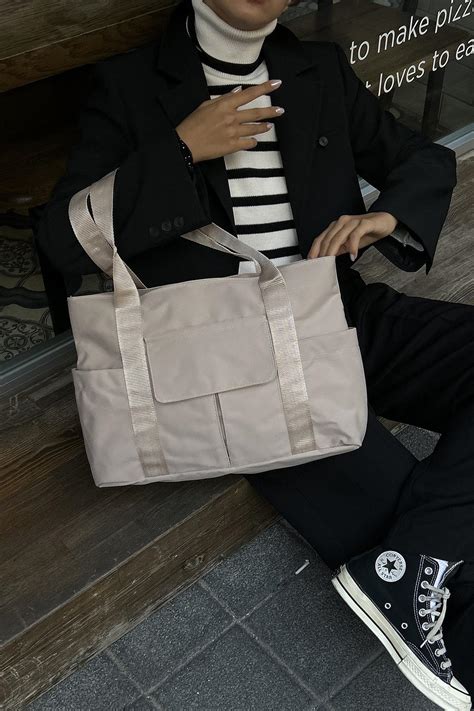 Bigger Cepli Tote Çanta Pettit Krem Shule Bags