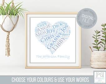 Word Art Family Name Gift Word Art Printable Gift | Etsy