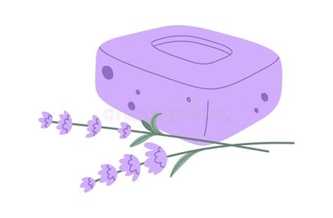 Cosmetic Lavender Soap With Lavender Flowers Stock Vector
