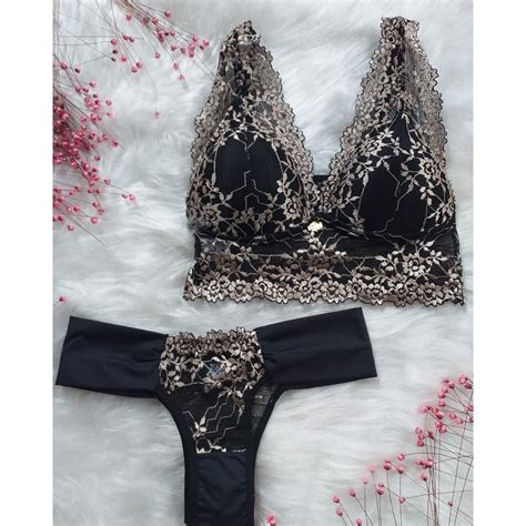 Conjunto Lingerie Rendinha Shopee Brasil