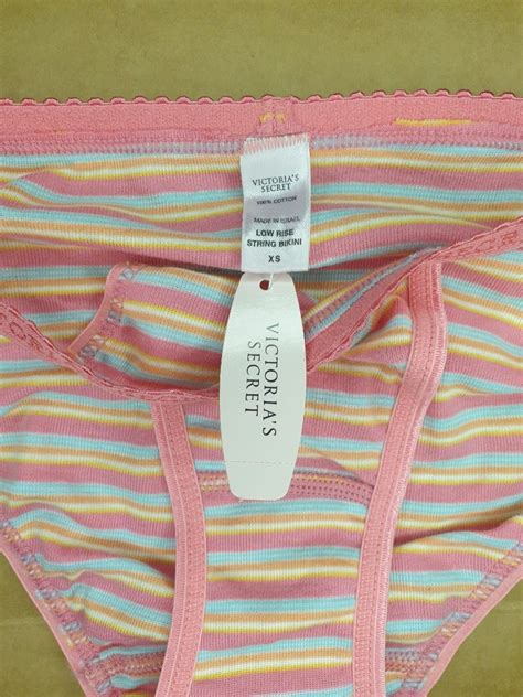 Victoria S Secret Multicoloured Striped Low Rise String Bikini Panty