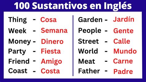 50 Sustantivos En Inglés Y Español Aprende Y Amplía Tu Vocabulario